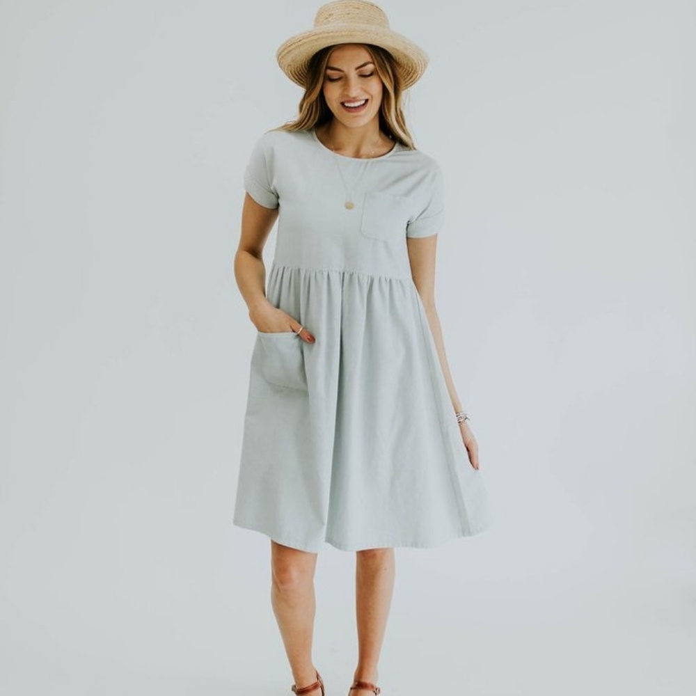 Roolee piper scoot pocket midi denim dress large